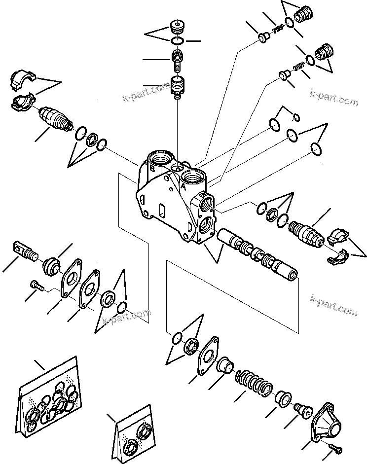 Komatsu parts book diagram for WB140PS-2N S/N A40034-UP: FIG. H6305-01A2 BACKHOE VALVE - SWING SECTION