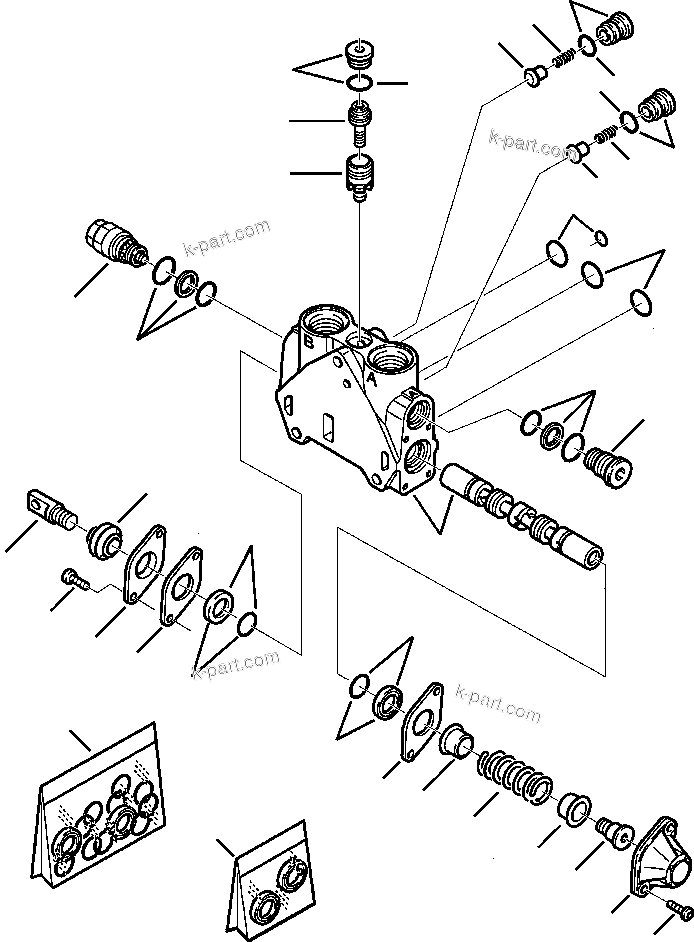 Komatsu parts book diagram for WB140PS-2N S/N A40034-UP: FIG. H6305-01A8 BACKHOE VALVE - TELESCOPIC ARM SECTION
