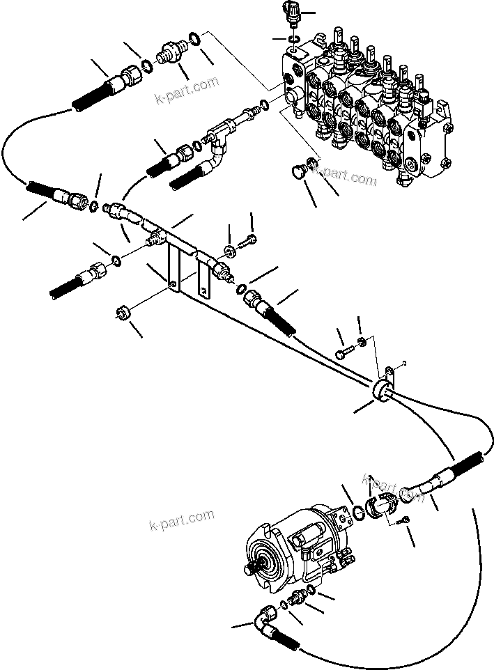 Komatsu parts book diagram for WB140PS-2N S/N A40034-UP: FIG. H6500-01A2 HYDRAULIC PIPING - DELIVERY LINE