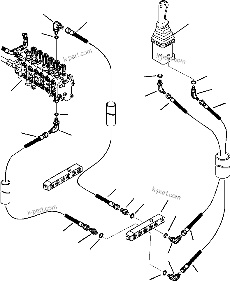 Komatsu parts book diagram for WB140PS-2N S/N A40034-UP: FIG. H6566-P2A5 PPC SYSTEM - PIPING - PPC VALVE TO BUCKET SECTION