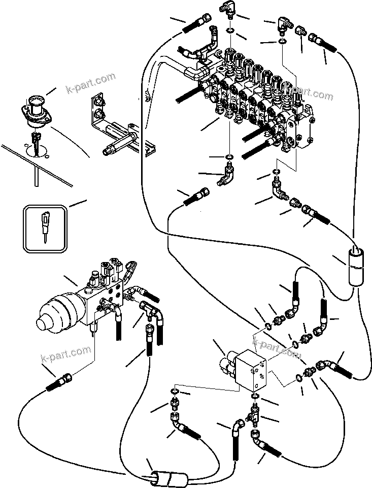 Komatsu parts book diagram for WB140PS-2N S/N A40034-UP: FIG. H6566-P2A9 PPC SYSTEM - PIPING - SUPPLY VALVE TO ARM AND HAMMER SECTIONS