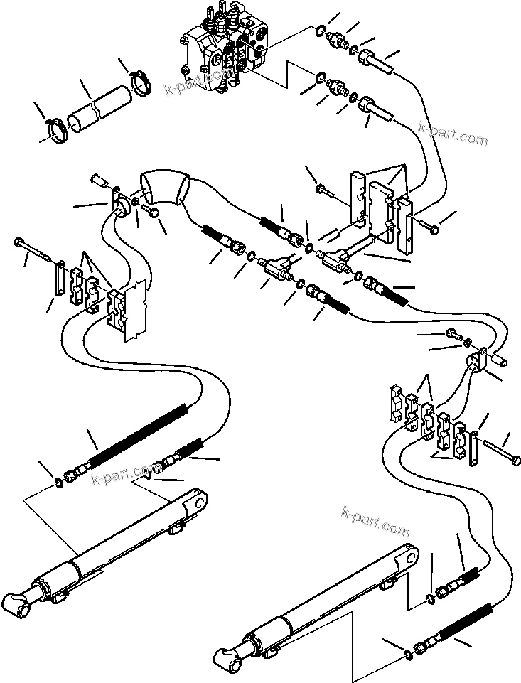 Komatsu parts book diagram for WB140PS-2N S/N A40034-UP: FIG. H6600-01A1 LOADER PIPING - CONTROL VALVE TO BOOM CYLINDERS