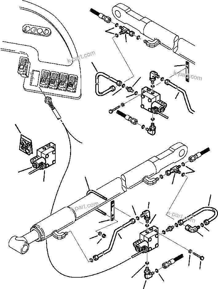 Komatsu parts book diagram for WB140PS-2N S/N A40034-UP: FIG. H6600-01A9 LOADER PIPING - BUCKET CYLINDER ELECTRIC SAFETY VALVE