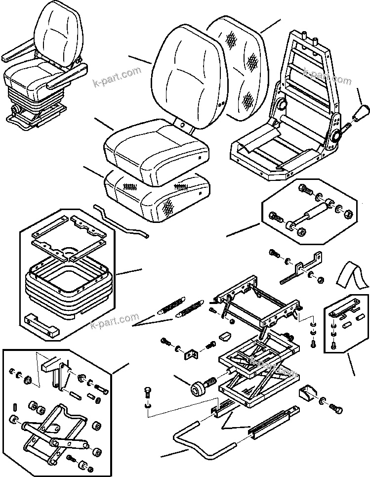 Komatsu parts book diagram for WB140PS-2N S/N A40034-UP: FIG. K5400-01A1 CANOPY OPERATORS SEAT - SEAT ASSEMBLY