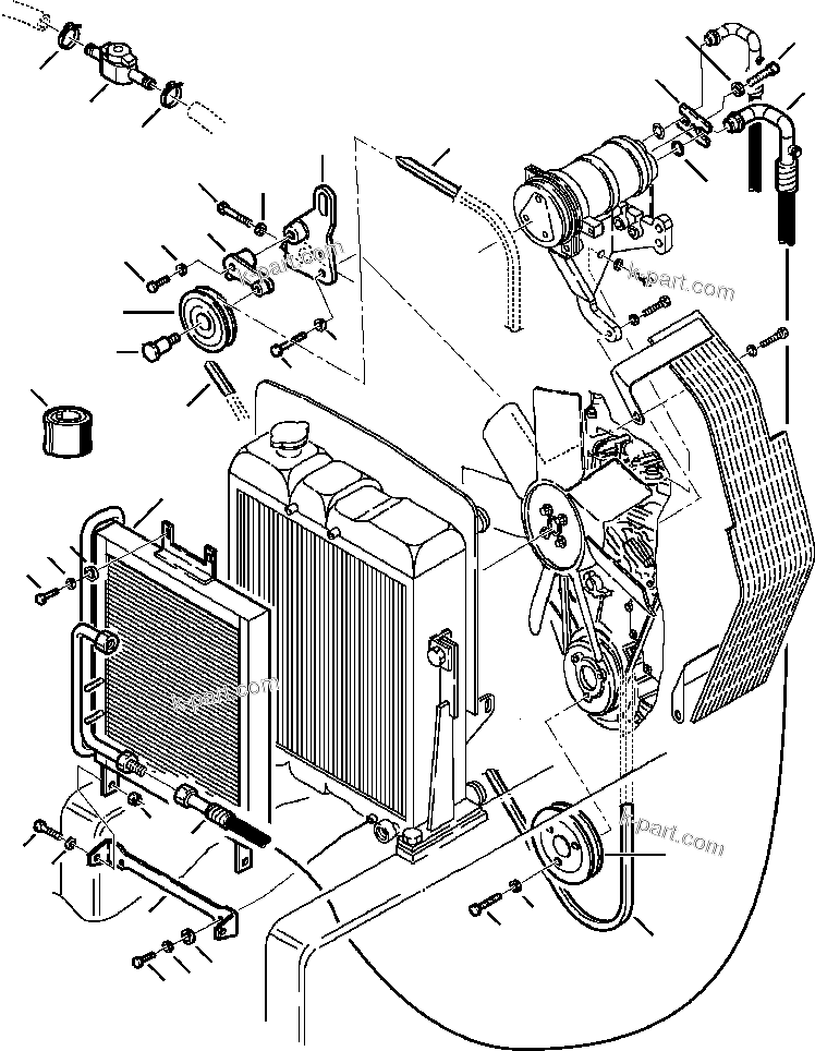 Komatsu parts book diagram for WB140PS-2N S/N A40034-UP: FIG. K5700-01A3 AIR CONDITIONER - CONDENSER PIPING