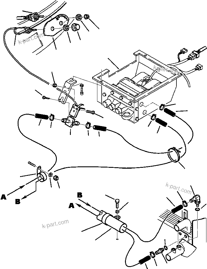 Komatsu parts book diagram for WB140PS-2N S/N A40034-UP: FIG. K5700-01A5 AIR CONDITIONER - HEATER CONTROLS AND PIPING