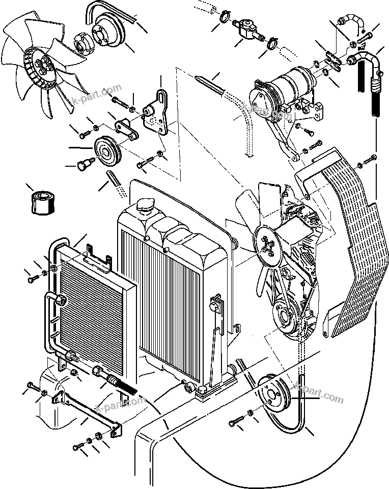 Komatsu parts book diagram for WB140PS-2N S/N A40034-UP: FIG. K5700-02A3 AIR CONDITIONER - CONDENSER PIPING