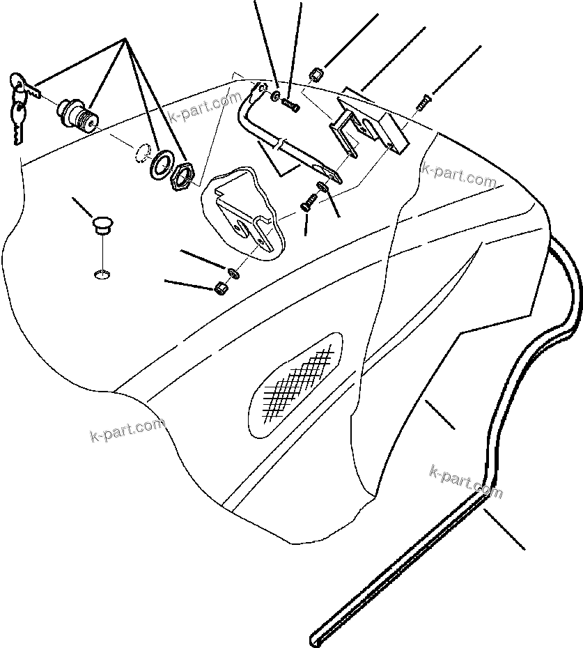 Komatsu parts book diagram for WB140PS-2N S/N A40034-UP: FIG. M5000-01A1 ENGINE HOOD