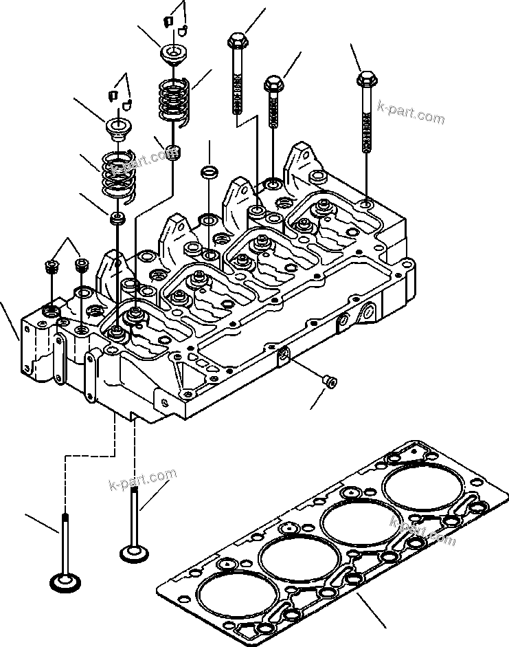 Komatsu parts book diagram for WB156-5 BACKHOE LOADER S/N A63001-UP: A1103-A1A6 CYLINDER HEAD