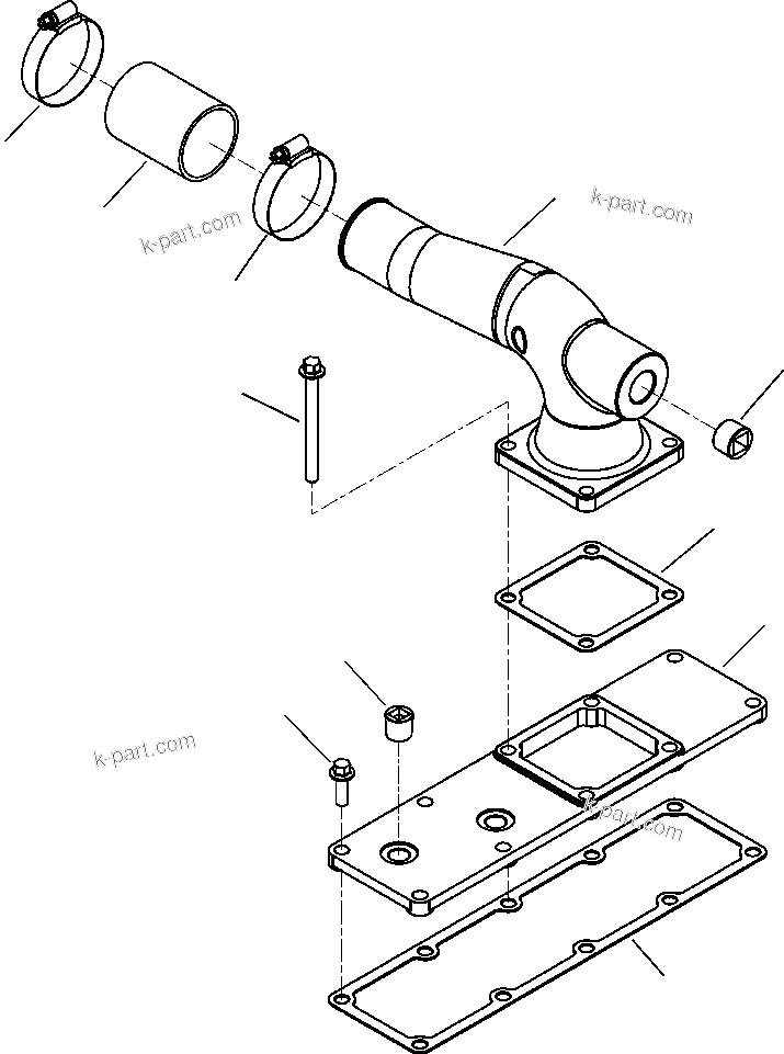 Komatsu parts book diagram for WB156-5 BACKHOE LOADER S/N A63001-UP: A1206-A1A3 AIR INTAKE MANIFOLD COVER