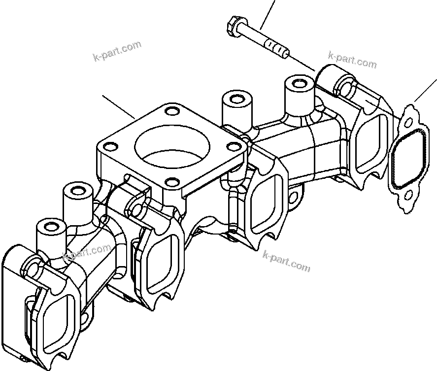 Komatsu parts book diagram for WB156-5 BACKHOE LOADER S/N A63001-UP: A1209-A1A3 EXHAUST MANIFOLD