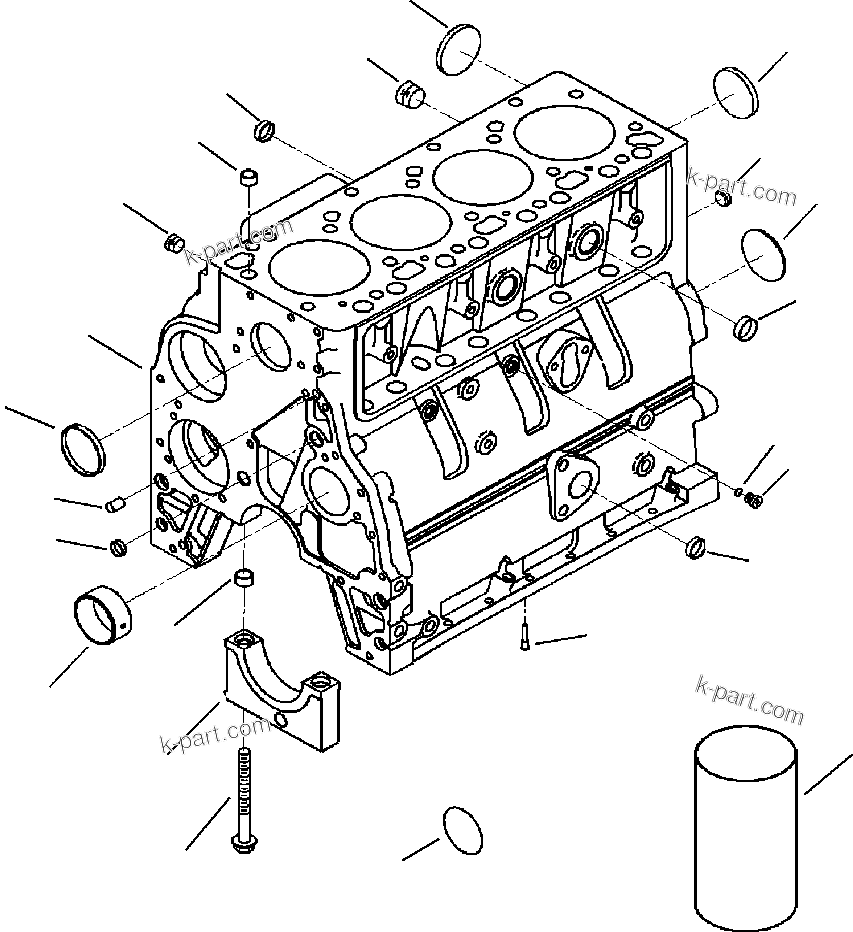 Komatsu parts book diagram for WB156-5 BACKHOE LOADER S/N A63001-UP: A2103-A1A5 CYLINDER BLOCK