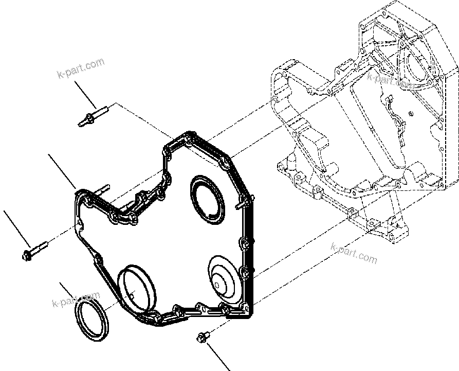 Komatsu parts book diagram for WB156-5 BACKHOE LOADER S/N A63001-UP: A2109-A1A6 FRONT GEAR COVER