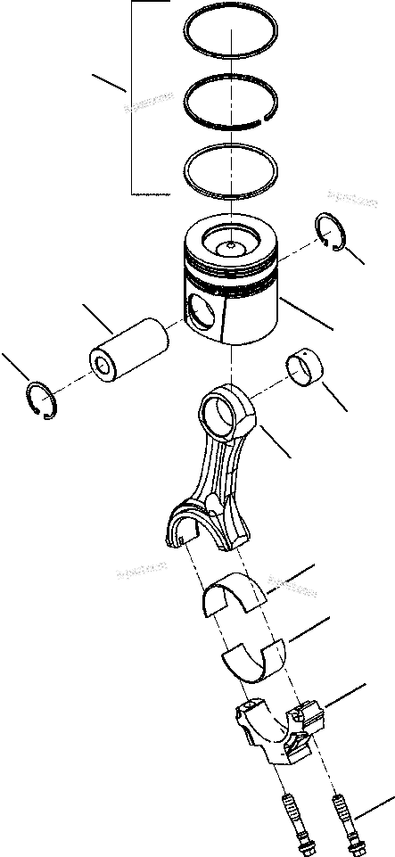 Komatsu parts book diagram for WB156-5 BACKHOE LOADER S/N A63001-UP: A2126-A1A5 CONNECTING ROD AND PISTON