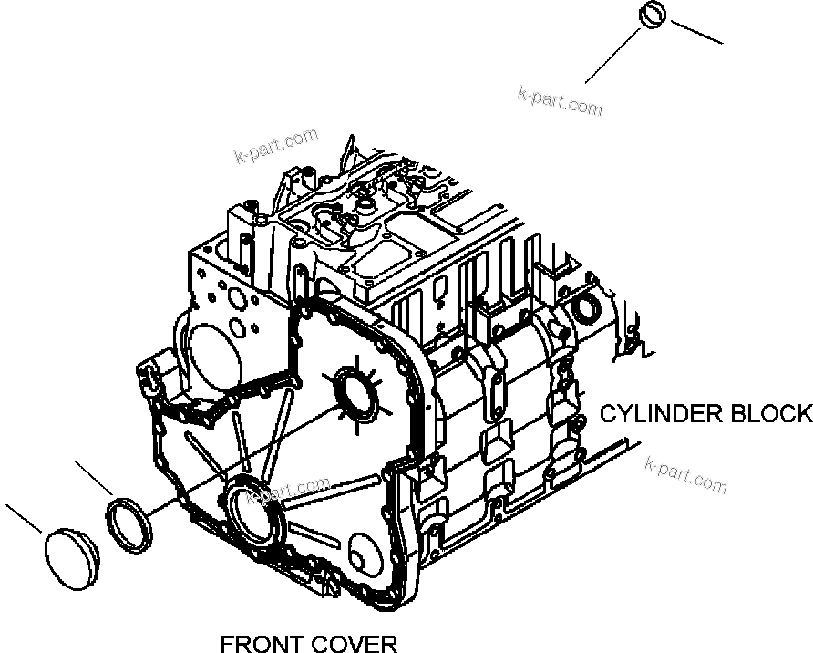 Komatsu parts book diagram for WB156-5 BACKHOE LOADER S/N A63001-UP: A2212-A1A1 CYLINDER BLOCK HAND HOLE COVER AND COOLING SYSTEM PLUG