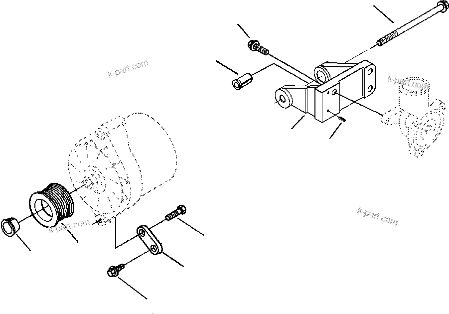 Komatsu parts book diagram for WB156-5 BACKHOE LOADER S/N A63001-UP: A6103-A1A3 ALTERNATOR MOUNTING