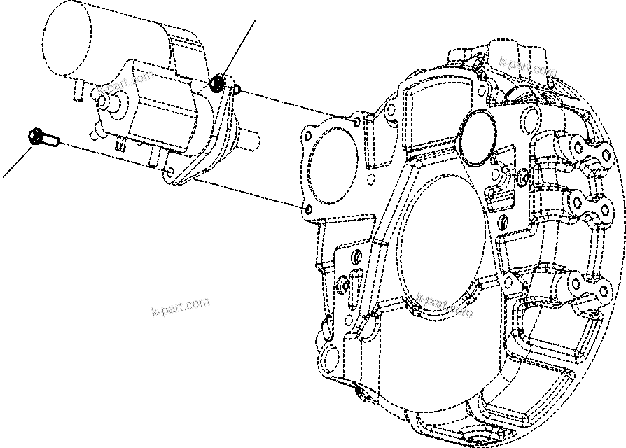Komatsu parts book diagram for WB156-5 BACKHOE LOADER S/N A63001-UP: A6106-A1A2 STARTING MOTOR MOUNTING