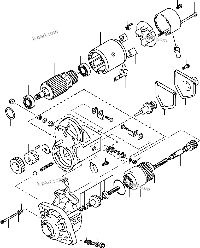 Komatsu parts book diagram for WB156-5 BACKHOE LOADER S/N A63001-UP: A6112-A1A2 STARTING MOTOR