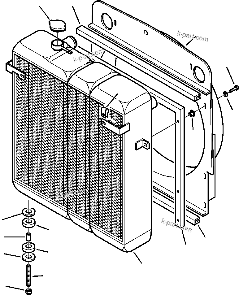 Komatsu parts book diagram for WB156-5 BACKHOE LOADER S/N A63001-UP: C1210-01A0 RADIATOR COMPLETE ASSEMBLY