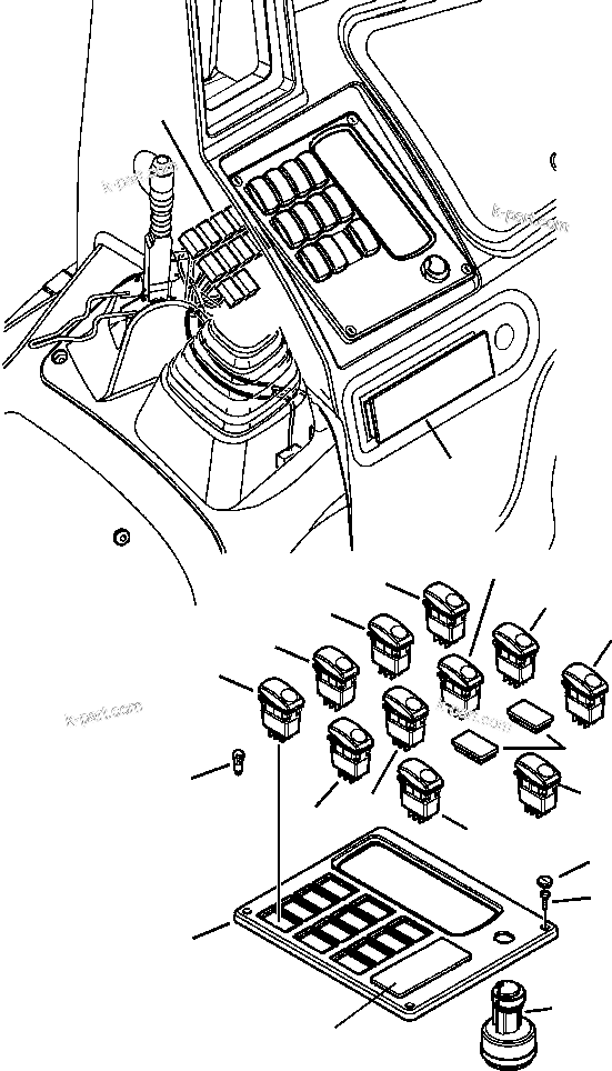 Komatsu parts book diagram for WB156-5 BACKHOE LOADER S/N A63001-UP: E1620-01A0 ELECTRICAL WIRING CANOPY SWITCH PANEL (5/6)