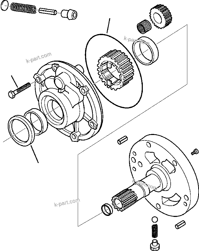 Komatsu parts book diagram for WB156-5 BACKHOE LOADER S/N A63001-UP: F3221-01A0 TRANSMISSION SUPPLY PUMP (1/11) S/N  A63075-