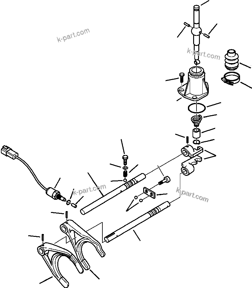 Komatsu parts book diagram for WB156-5 BACKHOE LOADER S/N A63001-UP: F3208-01A0 TRANSMISSION GEAR SHIFT (8/11) S/N  A63001-A63074