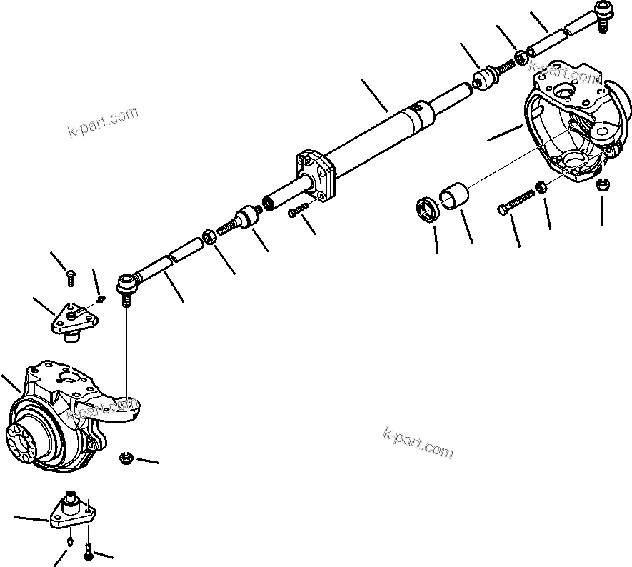 Komatsu parts book diagram for WB156-5 BACKHOE LOADER S/N A63001-UP: F3302-01A0 FRONT AXLE STEERING JOINTS (3/9)