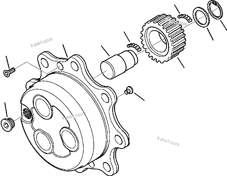 Komatsu parts book diagram for WB156-5 BACKHOE LOADER S/N A63001-UP: F3308-01A0 FRONT AXLE PLANETARY (9/9)
