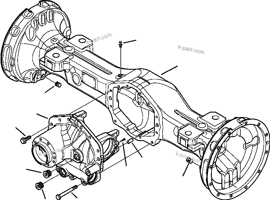 Komatsu parts book diagram for WB156-5 BACKHOE LOADER S/N A63001-UP: F3401-01A0 REAR AXLE HOUSINGS