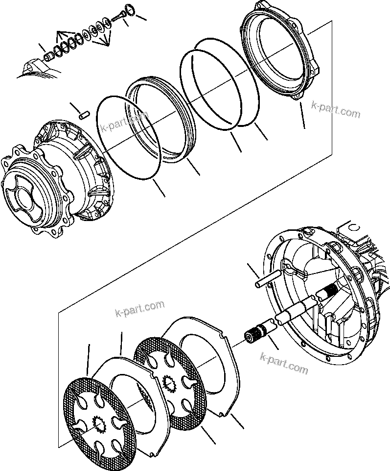 Komatsu parts book diagram for WB156-5 BACKHOE LOADER S/N A63001-UP: F3405-01A0 REAR AXLE SERVICE BRAKES