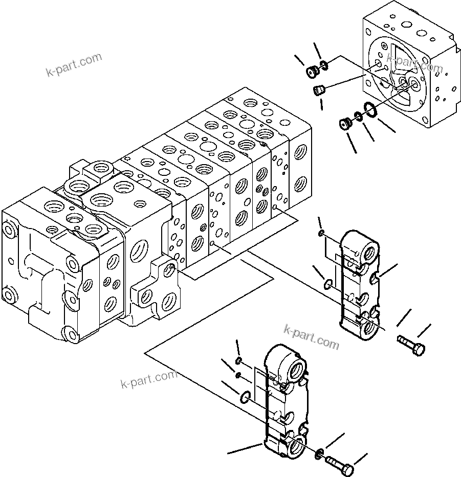 Komatsu parts book diagram for WB156-5 BACKHOE LOADER S/N A63001-UP: H6212-01A0 MAIN CONTROL VALVE SIDE COVERS (13/18)