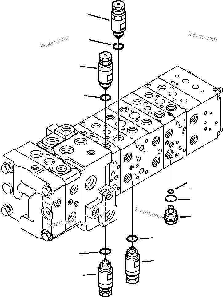Komatsu parts book diagram for WB156-5 BACKHOE LOADER S/N A63001-UP: H6215-01A0 MAIN CONTROL VALVE RELIEF VALVES (16/18)
