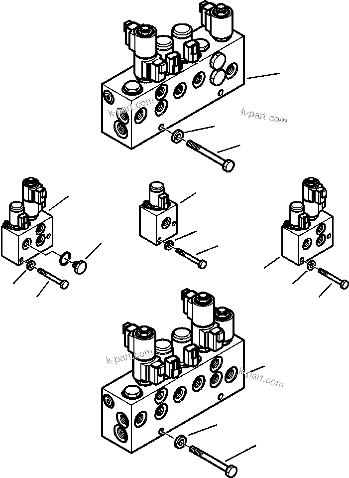 Komatsu parts book diagram for WB156-5 BACKHOE LOADER S/N A63001-UP: H6250-01A0 SOLENOID VALVE MOUNTING
