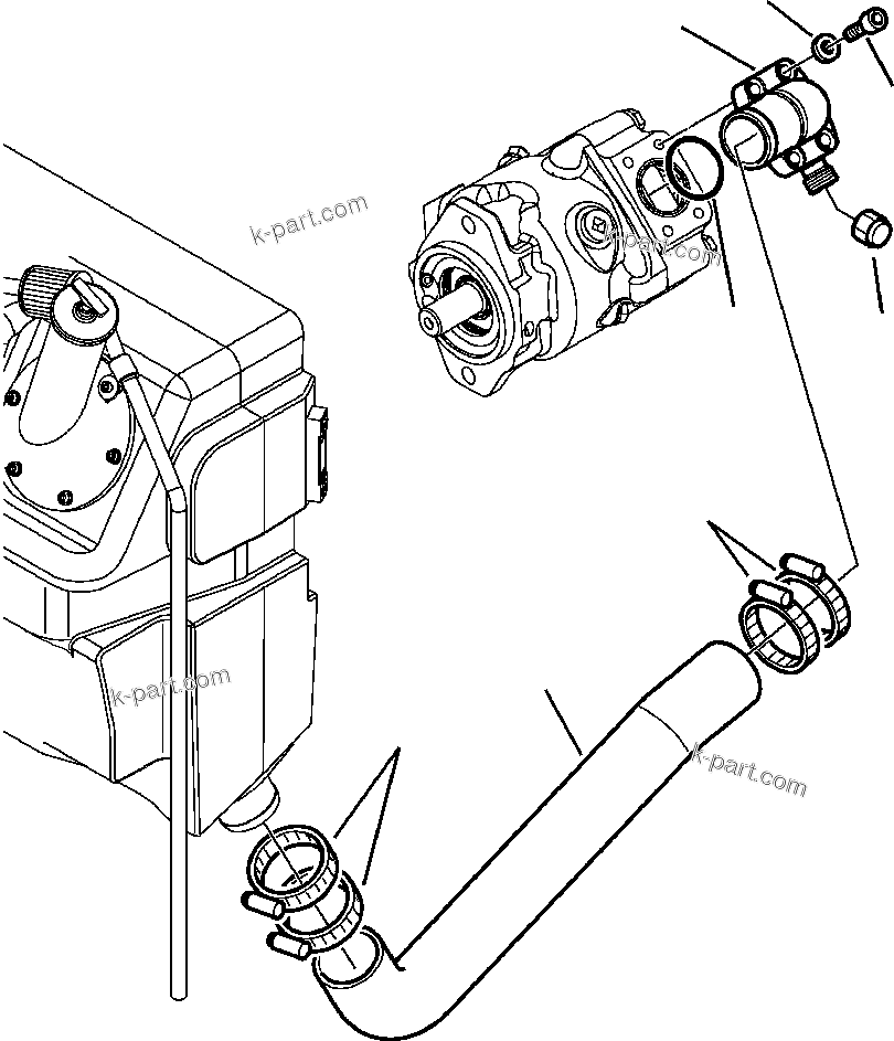Komatsu parts book diagram for WB156-5 BACKHOE LOADER S/N A63001-UP: H6300-01A0 MACHINE PIPING SUCTION LINE