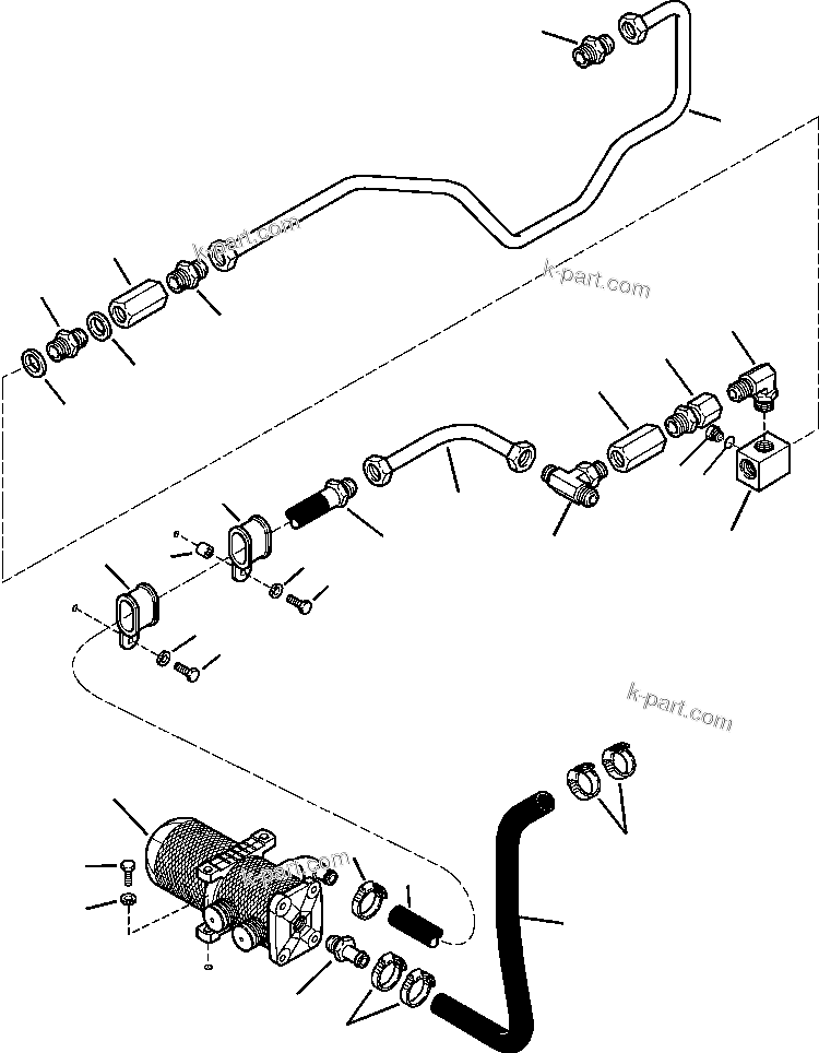 Komatsu parts book diagram for WB156-5 BACKHOE LOADER S/N A63001-UP: H6302-01A0 MACHINE PIPING RETURN LINE