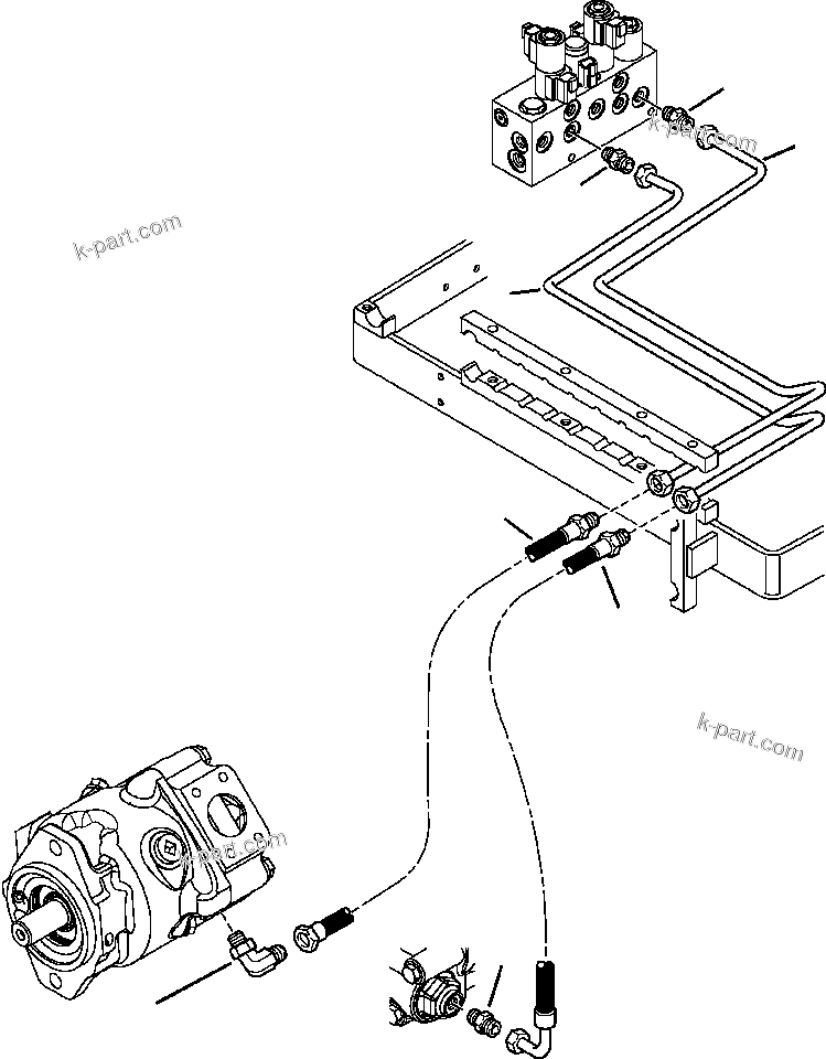 Komatsu parts book diagram for WB156-5 BACKHOE LOADER S/N A63001-UP: H6305-01A0 MACHINE PIPING POWER MODE AND DIFFERENTIAL LOCK LINE