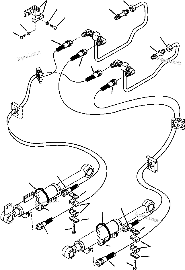 Komatsu parts book diagram for WB156-5 BACKHOE LOADER S/N A63001-UP: H6401-01A0 LOADER PIPING BUCKET CYLINDER LINE