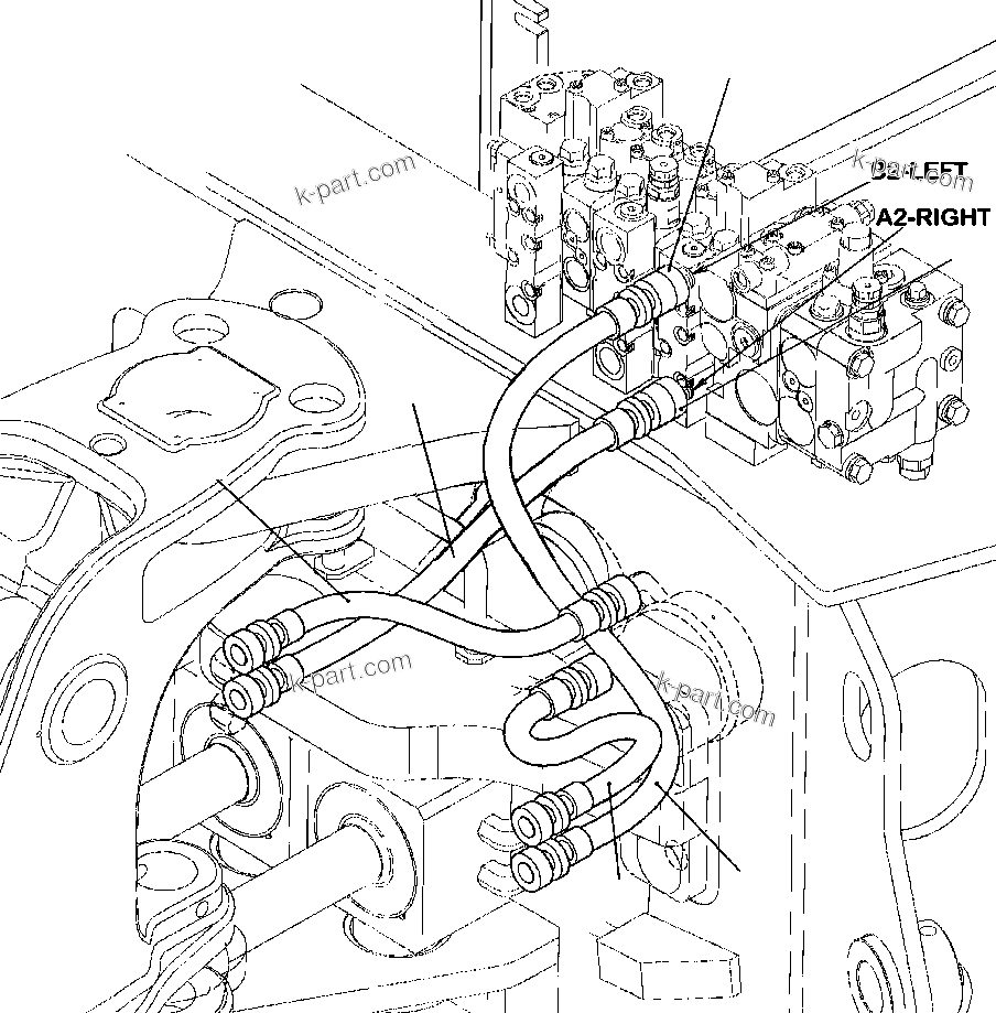 Komatsu parts book diagram for WB156-5 BACKHOE LOADER S/N A63001-UP: H6508-01A0 BACKHOE PIPING SWING LINE