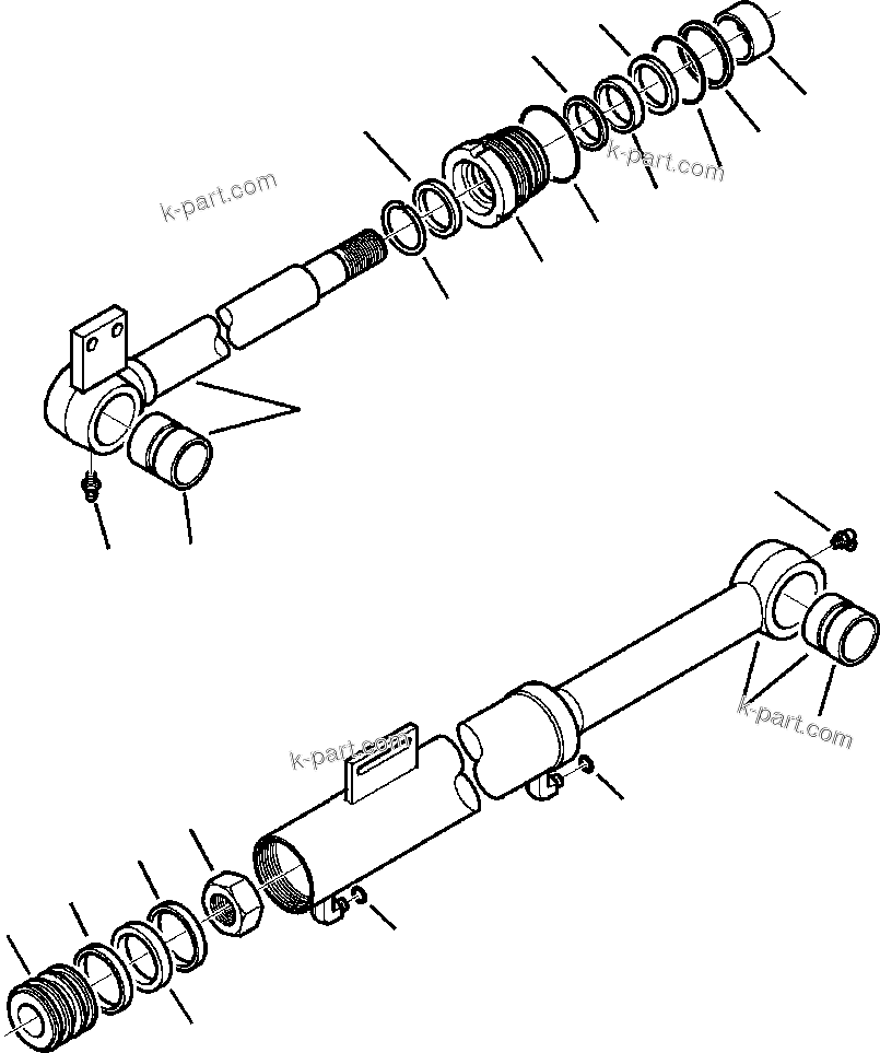 Komatsu parts book diagram for WB156-5 BACKHOE LOADER S/N A63001-UP: H7102-01A0 CYLINDER ASSEMBLY LOADER - RIGHT BUCKET