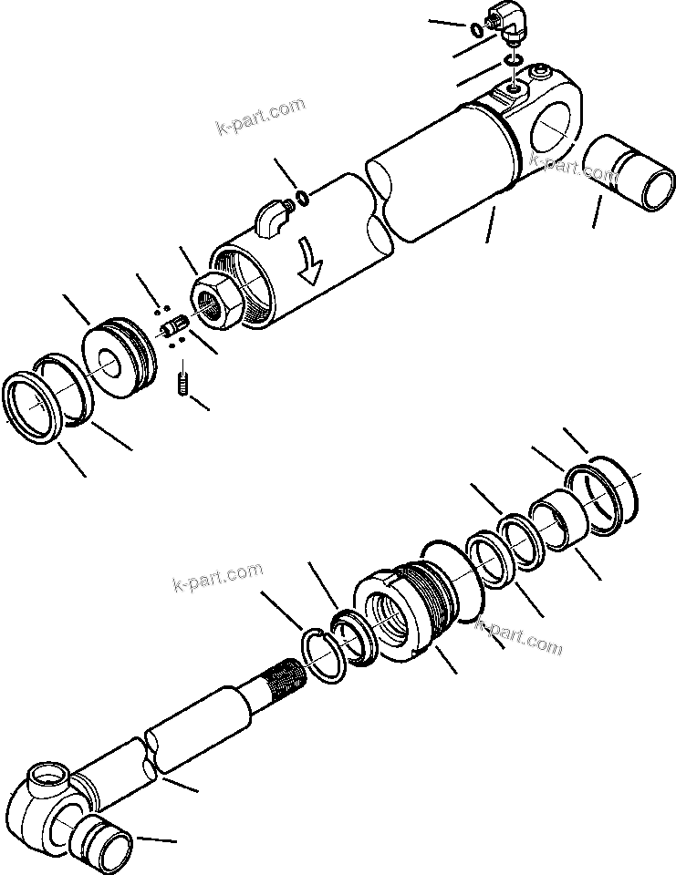 Komatsu parts book diagram for WB156-5 BACKHOE LOADER S/N A63001-UP: H7201-01A0 CYLINDER ASSEMBLY BACKHOE - RIGHT OUTRIGGER