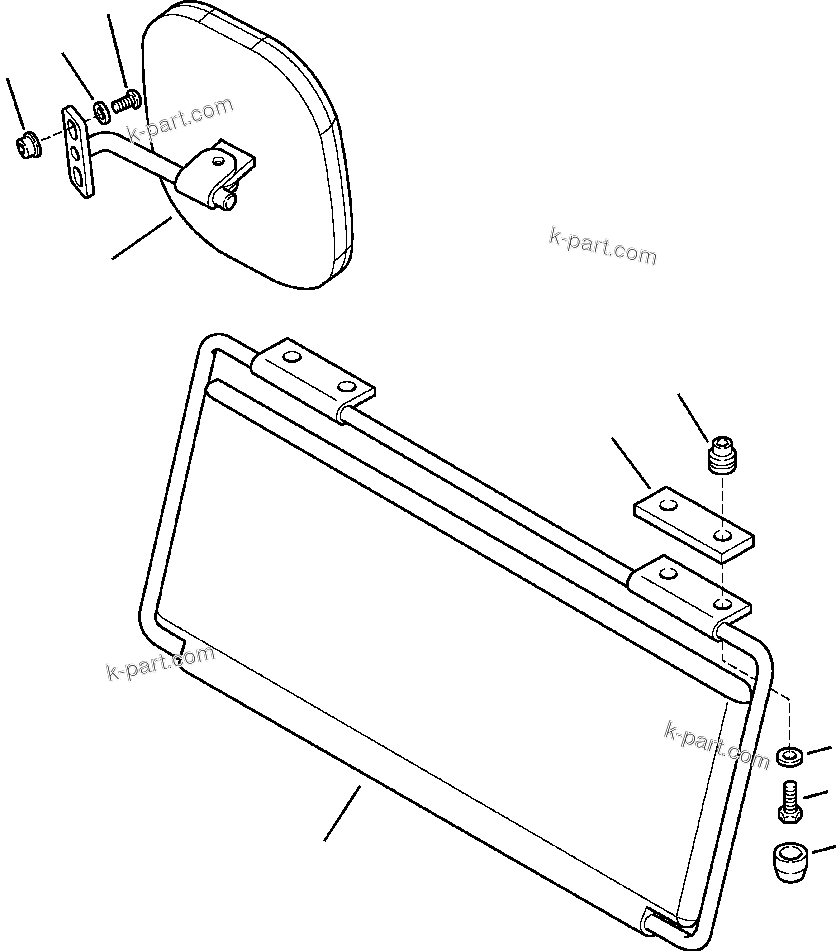 Komatsu parts book diagram for WB156-5 BACKHOE LOADER S/N A63001-UP: K5011-01A0 CAB WITH AIR CONDITIONING VISOR AND MIRRORS