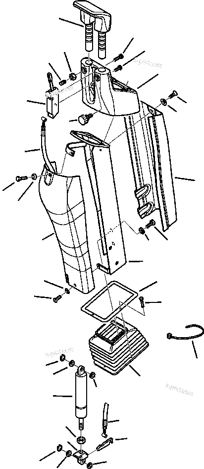 Komatsu parts book diagram for WB156-5 BACKHOE LOADER S/N A63001-UP: K5116-01A0 CAB WITHOUT AIR CONDITIONING RIGHT PPC TOWER