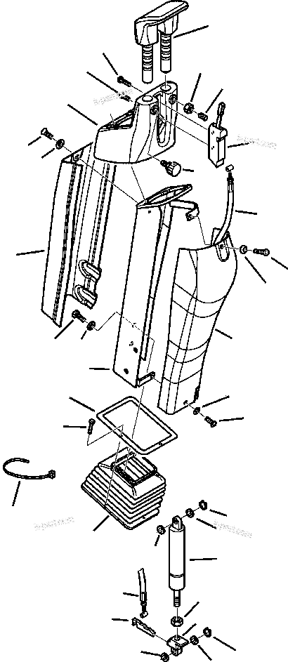 Komatsu parts book diagram for WB156-5 BACKHOE LOADER S/N A63001-UP: K5117-01A0 CAB WITHOUT AIR CONDITIONING LEFT PPC TOWER