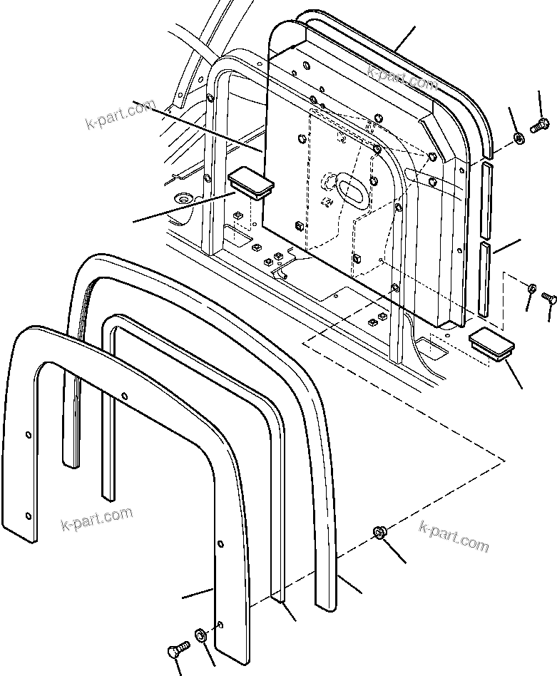 Komatsu parts book diagram for WB156-5 BACKHOE LOADER S/N A63001-UP: K5206-01A0 CANOPY, ROPS FRONT FRAME