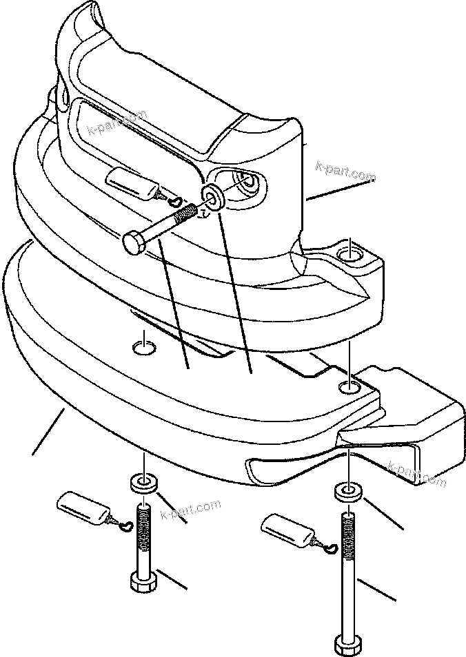 Komatsu parts book diagram for WB156-5 BACKHOE LOADER S/N A63001-UP: M5020-01A2 COUNTERWEIGHT 510 KG (1,125 LB)