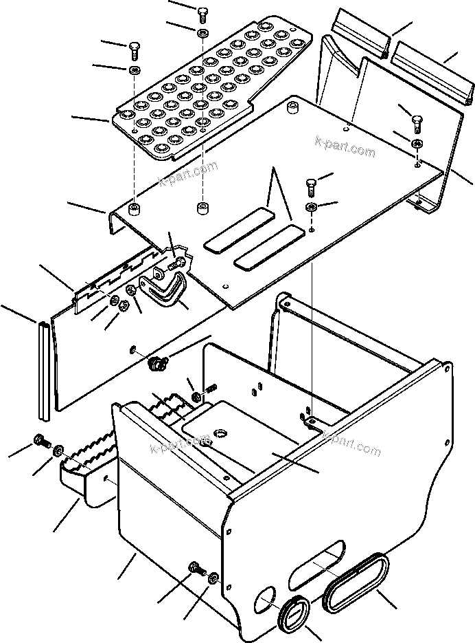 Komatsu parts book diagram for WB156-5 BACKHOE LOADER S/N A63001-UP: M5030-01A0 RIGHT SIDE BOX