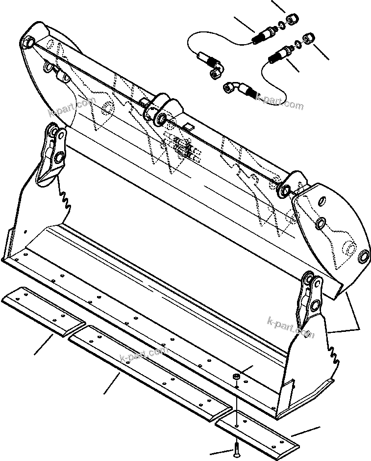 Komatsu parts book diagram for WB156-5 BACKHOE LOADER S/N A63001-UP: T1055-01A0 MULTI PURPOSE BUCKET WITH BOCE