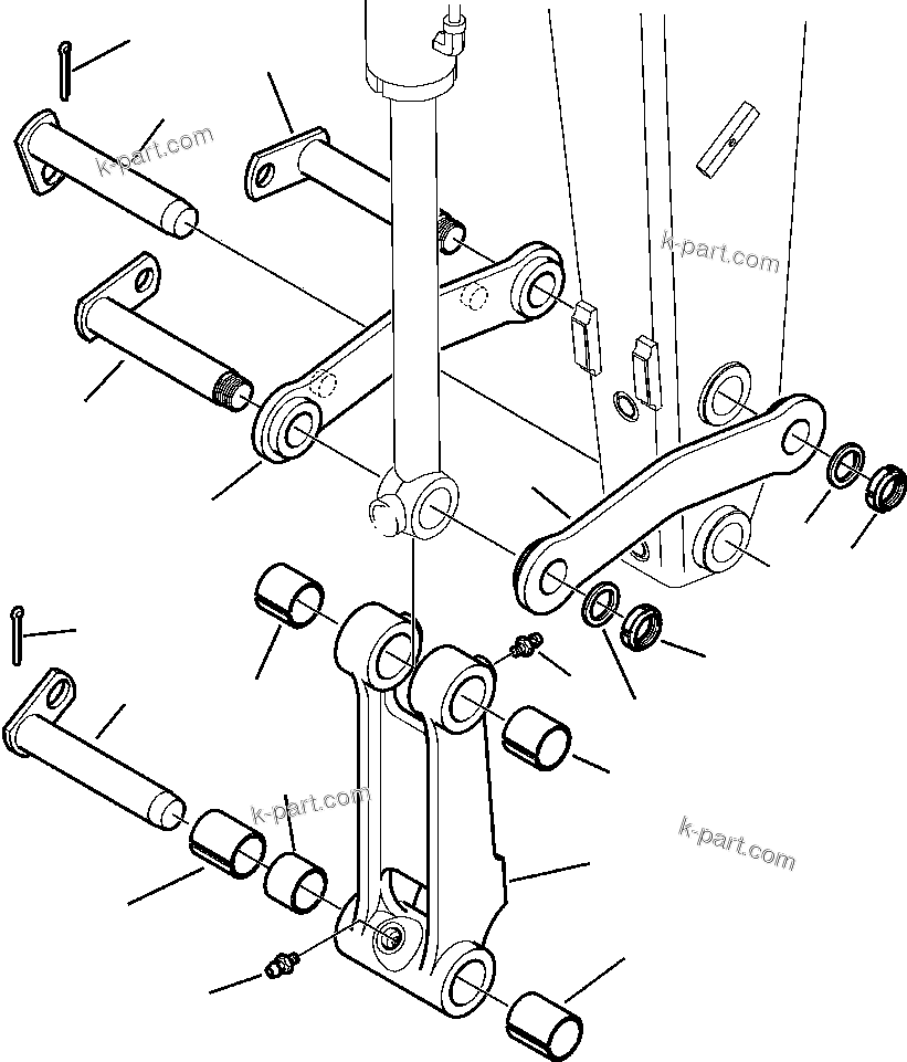 Komatsu parts book diagram for WB156-5 BACKHOE LOADER S/N A63001-UP: T2030-01A0 BACKHOE BUCKET LINKAGE STANDARD ARM