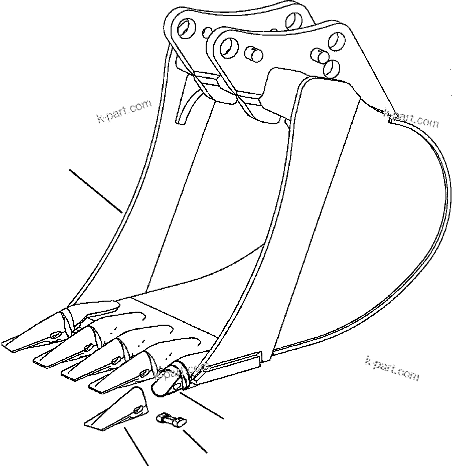 Komatsu parts book diagram for WB156-5 BACKHOE LOADER S/N A63001-UP: T2035-01A0 BACKHOE BUCKET 24 INCH