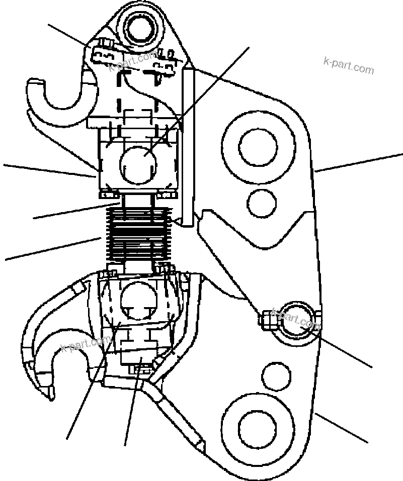 Komatsu parts book diagram for WB156-5 BACKHOE LOADER S/N A63001-UP: T2040-01A0 BACKHOE BUCKET REAR MECHANICAL COUPLER